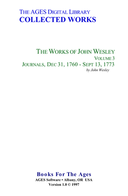 WORKS of JOHN WESLEY VOLUME 3 JOURNALS, DEC 31, 1760 - SEPT 13, 1773 by John Wesley