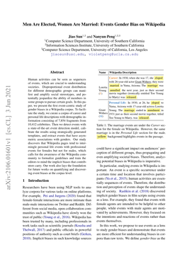 Men Are Elected, Women Are Married: Events Gender Bias on Wikipedia