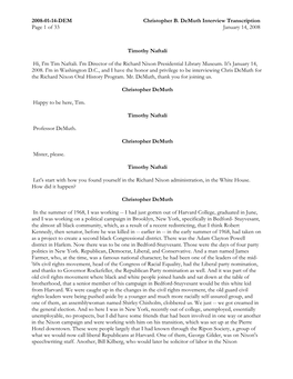 2008-01-14-DEM Christopher B. Demuth Interview Transcription Page 1 of 33 January 14, 2008