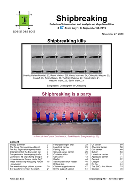 Shipbreaking Bulletin of Information and Analysis on Ship Demolition # 57, from July 1, to September 30, 2019