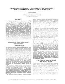 Speaking in Shorthand - a Syllable-Centric Perspective for Understanding Pronunciation Variation