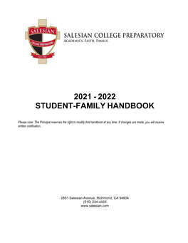 2021 - 2022 Student-Family Handbook