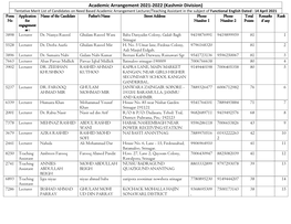 Academic Arrangement 2021-2022 (Kashmir Division)