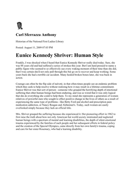 Eunice Kennedy Shriver: Human Style