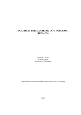 Political Theologies in Late Colonial Buganda