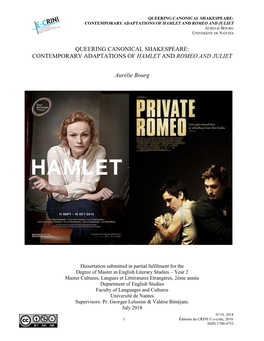 Contemporary Adaptations of Hamlet and Romeo and Juliet Aurelie Bourg Universite De Nantes