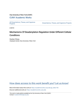 Mechanisms of Deadenylation Regulation Under Different Cellular Conditions