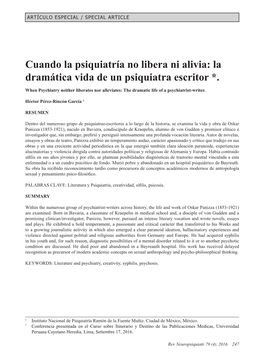 Cuando La Psiquiatría No Libera Ni Alivia: La Dramática Vida De Un Psiquiatra Escritor *