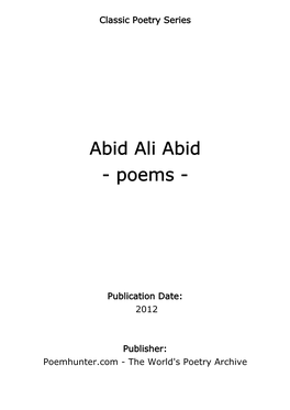 Abid Ali Abid - Poems