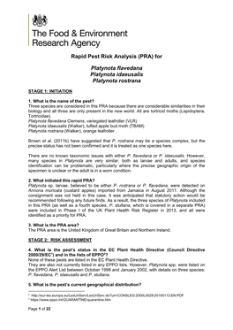 Rapid Pest Risk Analysis (PRA) for Platynota Flavedana Platynota