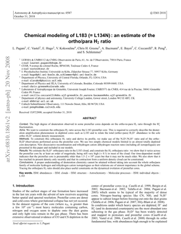 (= L134N) : an Estimate of the Ortho/Para H2 Ratio by the CO Depletion Theory/Observations