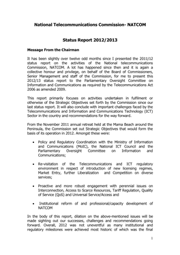 Natcom Status Report 2012
