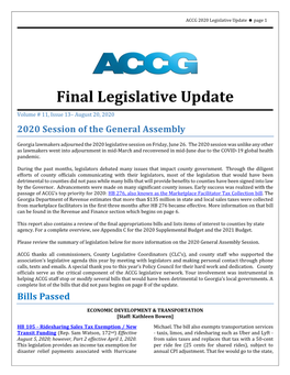 2020 Final Legislative Update