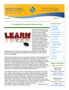 Master Gardeners Fire Adapted Communities Webinar Series