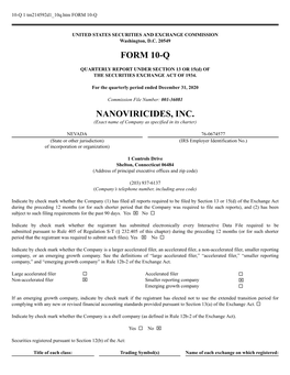 Form 10-Q Nanoviricides, Inc