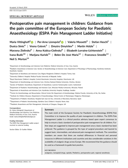 Postoperative Pain Management in Children