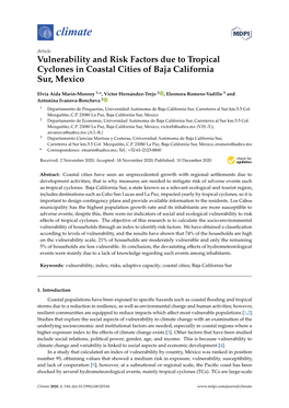 Vulnerability and Risk Factors Due to Tropical Cyclones in Coastal Cities of Baja California Sur, Mexico