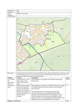 General Area 24A Area (Ha) 78.5 Local Authority Chiltern / Wycombe