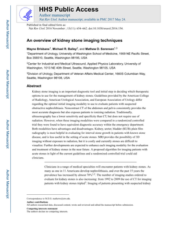 An Overview of Kidney Stone Imaging Techniques