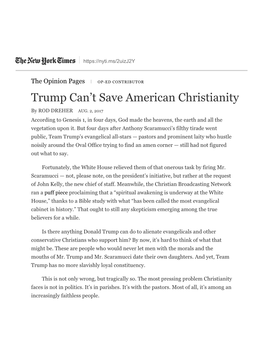 Trump Can't Save American Christianity