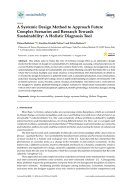 A Systemic Design Method to Approach Future Complex Scenarios and Research Towards Sustainability: a Holistic Diagnosis Tool