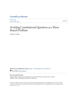 Avoiding Constitutional Questions As a Three-Branch Problem, 86 Cornell L