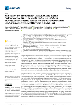 (Oreochromis Niloticus) Broodstock-Fed Dietary Fermented Extracts Sourced from Saccharomyces Cerevisiae (Hilyses): a Field Trial