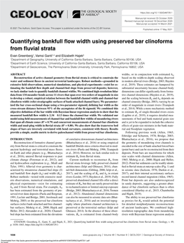 Quantifying Bankfull Flow Width Using Preserved Bar Clinoforms From