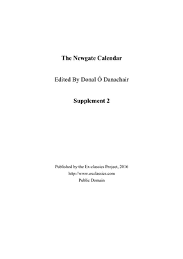 The Newgate Calendar Edited by Donal Ó Danachair Supplement 2