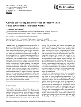 Ground Penetrating Radar Detection of Subsnow Slush on Ice-Covered Lakes in Interior Alaska