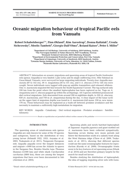 Oceanic Migration Behaviour of Tropical Pacific Eels from Vanuatu