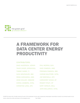A Framework for Data Center Energy Productivity