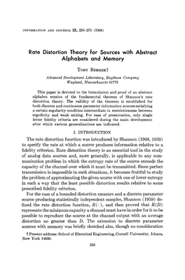 Rate Distortion Theory for Sources with Abstract Alphabets and Memory