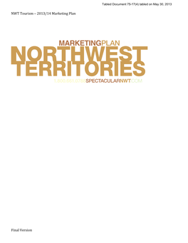 NWT Tourism 2013-2014 Marketing Plan