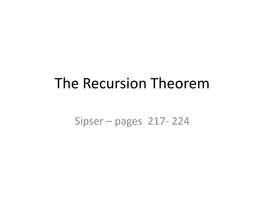 The Recursion Theorem