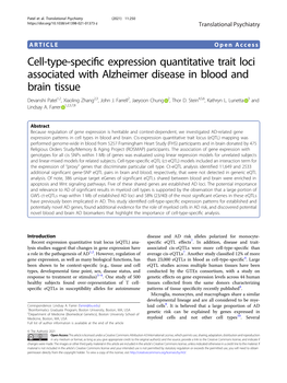 Cell-Type-Specific Expression Quantitative Trait Loci Associated with Alzheimer Disease in Blood and Brain Tissue