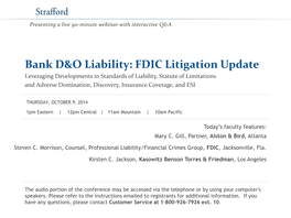 Bank D&O Liability: FDIC Litigation Update