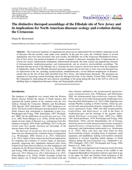 The Distinctive Theropod Assemblage of the Ellisdale Site of New Jersey and Its Implications for North American Dinosaur Ecology and Evolution During the Cretaceous