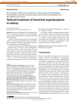 Tailored Treatment of Intestinal Angiodysplasia in Elderly