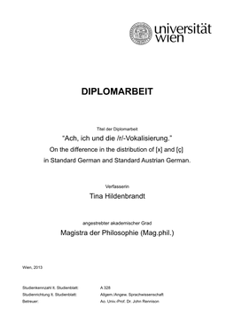 Ach, Ich Und Die /R/-Vokalisierung.” on the Difference in the Distribution of [X] and [Ç] in Standard German and Standard Austrian German