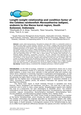 Length-Weight Relationship and Condition Factor of the Celebes