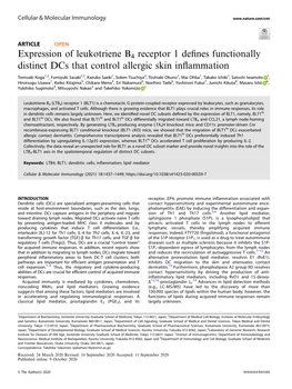 Expression of Leukotriene B4 Receptor 1 Defines Functionally Distinct Dcs