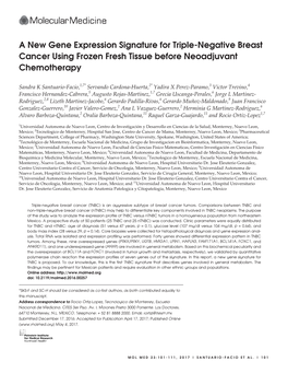 A New Gene Expression Signature for Triple-Negative Breast Cancer Using Frozen Fresh Tissue Before Neoadjuvant Chemotherapy