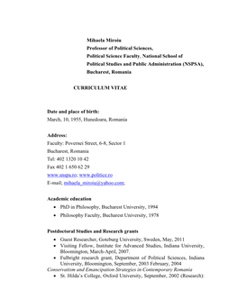 Mihaela Miroiu Professor of Political Sciences, Political Science Faculty, National School of Political Studies and Public Administration (NSPSA), Bucharest, Romania