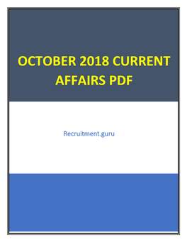 October 2018 Current Affairs Pdf