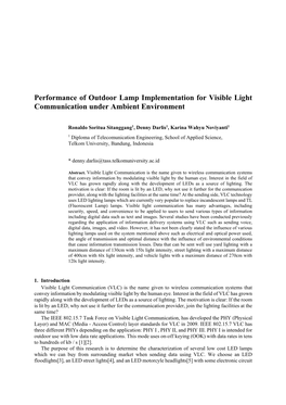 Performance of Outdoor Lamp Implementation for Visible Light Communication Under Ambient Environment