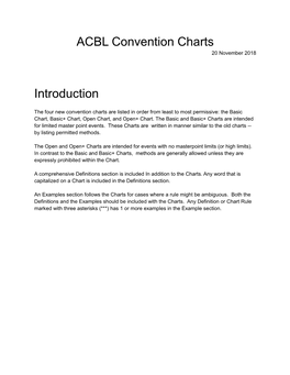 ACBL Convention Charts Introduction