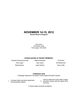NOVEMBER 14-15, 2012 Kansas Board of Regents