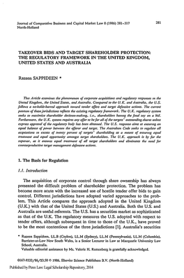 Takeover Bids and Target Shareholders Protection