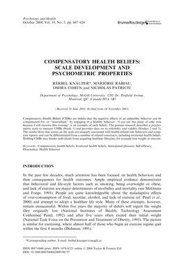 Compensatory Health Beliefs: Scale Development and Psychometric Properties